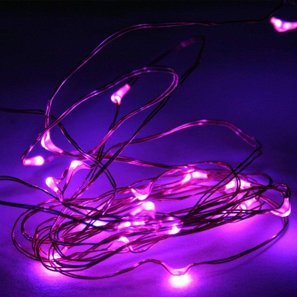 16 Packs Fairy Lights Battery Operated(Batteries Included),10.2Ft 30Leds Copper Wire Firefly Lights,Mini Starry String Lights for Mason Jars Wedding Party DIY Gift Christmas Decor (Purple Fairy Light)