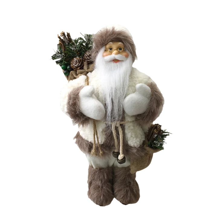 12-Inch Christmas Santa Claus Doll - Standing Polyester Figurine for Holiday Decoration, Shelf & Mantel Display, Festive Gift Giving, Easy to Clean