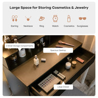 Vanity Set with LED Lighted Mirror Modern Dressing Makeup Vanity Table with Large Drawer