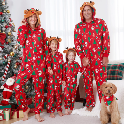 Christmas Pajamas for Men Family Matching Pajamas One Piece Red Reindeer Holiday Pjs with Socks Couples Christmas Pajamas Men XL