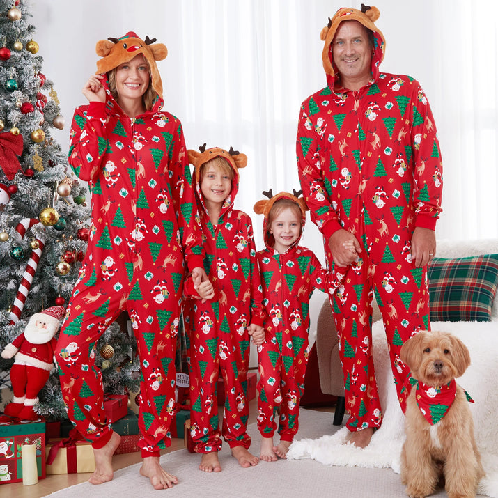 Christmas Pajamas for Men Family Matching Pajamas One Piece Red Reindeer Holiday Pjs with Socks Couples Christmas Pajamas Men XL