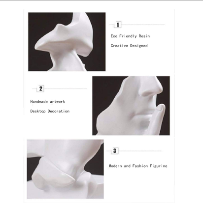 Creative Abstract Men Figurine Sculptures, Keep Silence Statue, Thinker Statue, Office Home Decor (White)