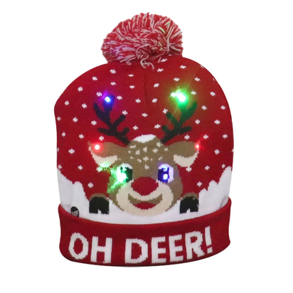 Christmas Hat LED Light-Up Santa Hat Unisex Woolen Thermal Knitted Cap Xmas Holiday Hat for Adults Kids Christmas Gifts Christmas Decorations