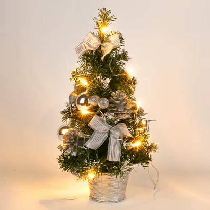 40CM Table LED Artificial Christmas Tree Decoration Light Pine Tree Mini Xmas Tree Christmas Decoration New Year 2024 Gift