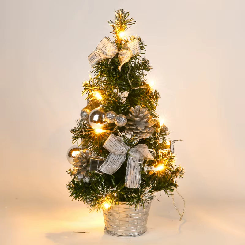 40CM Table LED Artificial Christmas Tree Decoration Light Pine Tree Mini Xmas Tree Christmas Decoration New Year 2024 Gift