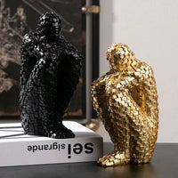 Nordic Thinker Abstract Statue Figure Miniatures Mosaic Resin Sculpture Figurines for Interior Modern Crafts Home Decoration