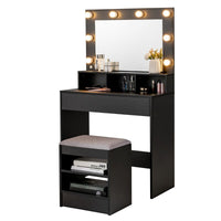 Vanity Set with LED Lighted Mirror Modern Dressing Makeup Vanity Table with Large Drawer
