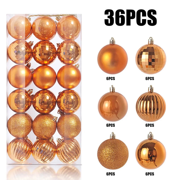 Christmas Ball Ornaments 6CM for Xmas Tree Christmas Decorations Shatterproof Set Hanging Ball (Orange, 2.36 Inches/6 Cm)