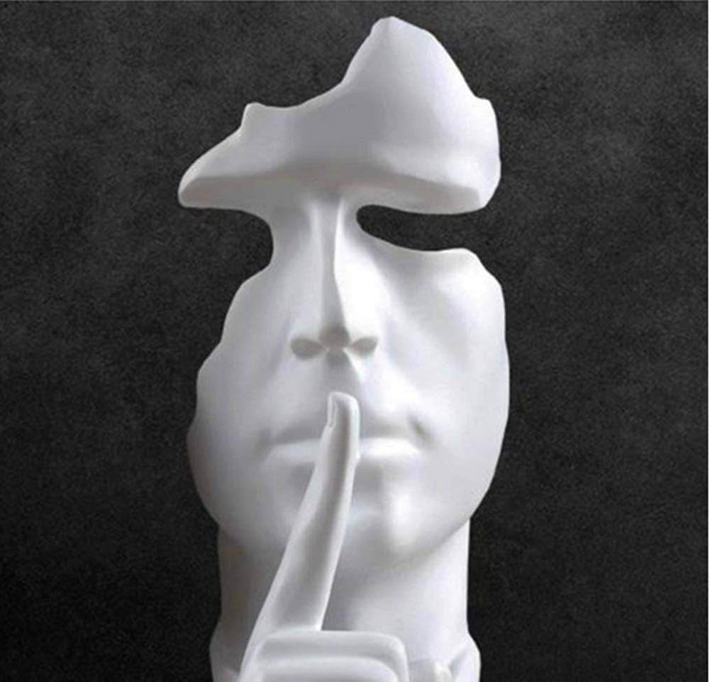 Creative Abstract Men Figurine Sculptures, Keep Silence Statue, Thinker Statue, Office Home Decor (White)