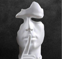 Creative Abstract Men Figurine Sculptures, Keep Silence Statue, Thinker Statue, Office Home Decor (White)