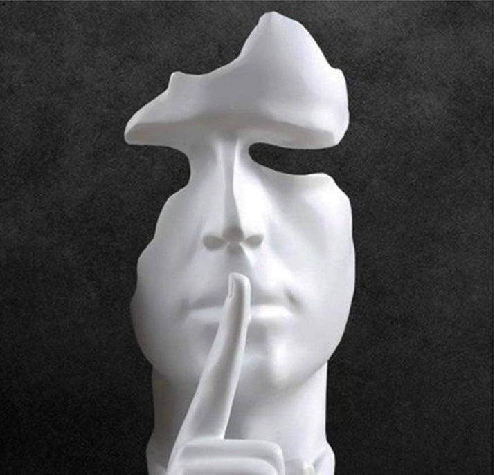 Creative Abstract Men Figurine Sculptures, Keep Silence Statue, Thinker Statue, Office Home Decor (White)