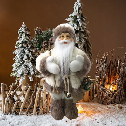 12-Inch Christmas Santa Claus Doll - Standing Polyester Figurine for Holiday Decoration, Shelf & Mantel Display, Festive Gift Giving, Easy to Clean