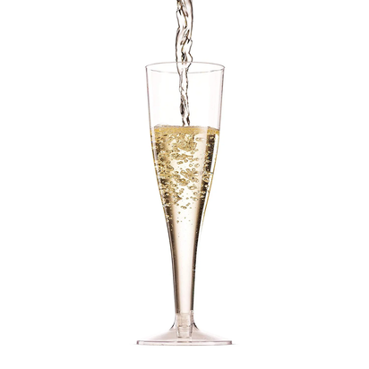100 Pack Plastic Champagne Flutes, 5 Oz Clear Plastic Toasting Glasses, Disposable Wedding Party Cocktail Cups