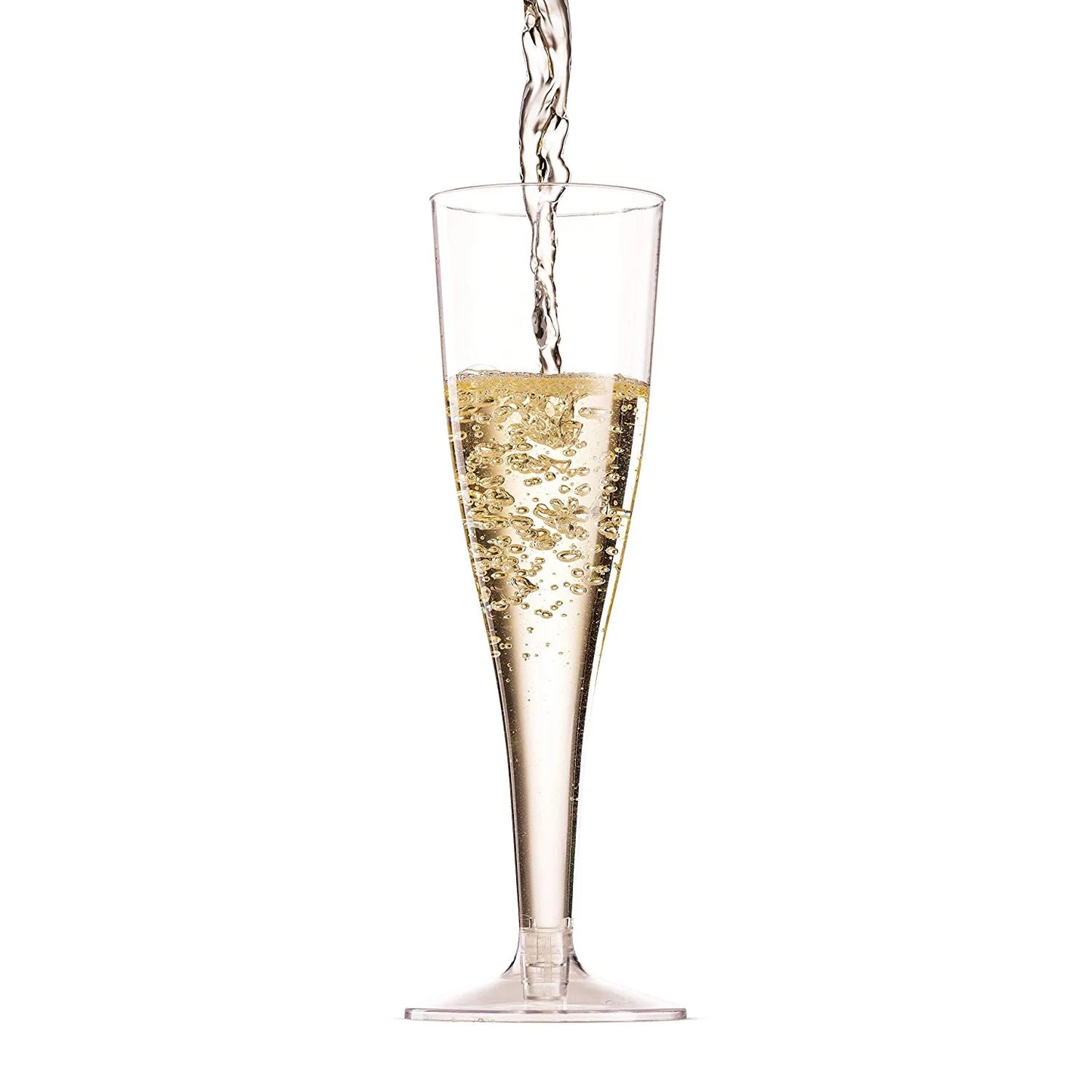 100 Pack Plastic Champagne Flutes, 5 Oz Clear Plastic Toasting Glasses, Disposable Wedding Party Cocktail Cups