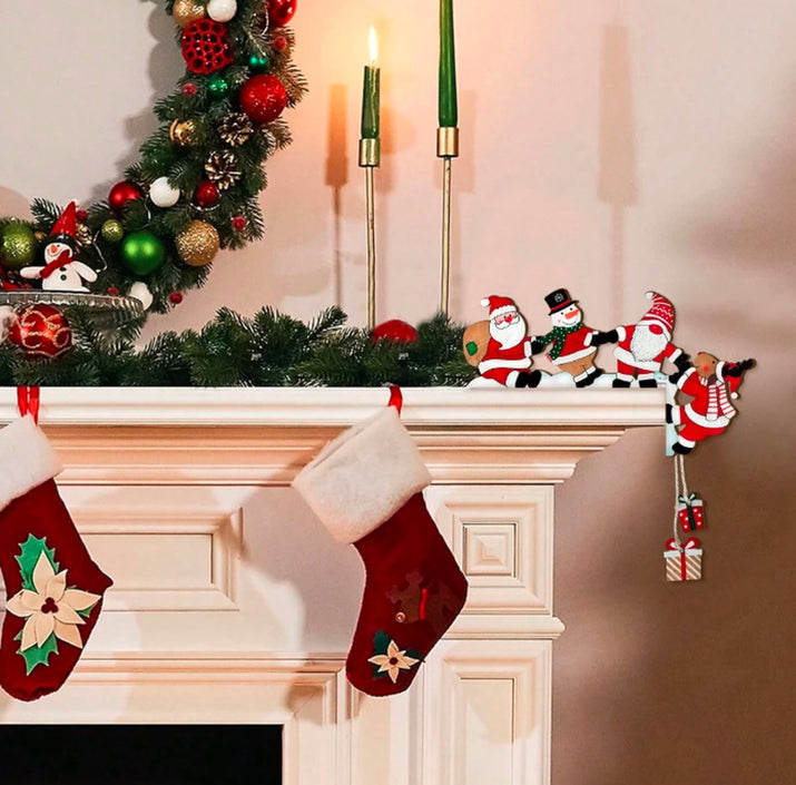 1/2X Christmas Door Frame Decoration Santa Claus Wooden Home UK