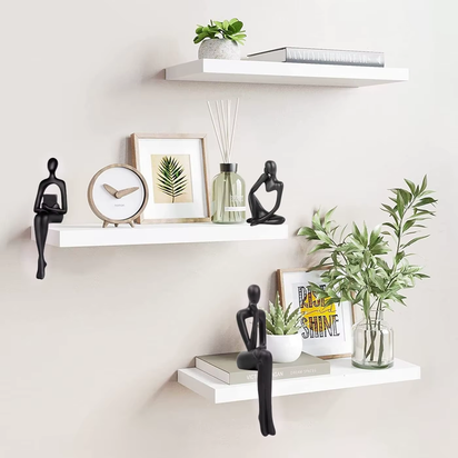 Home Decor Thinker Statue Accents, Set of 3 Thinker Sculptures Office Decor Modern Abstract Decoration (Small Black)