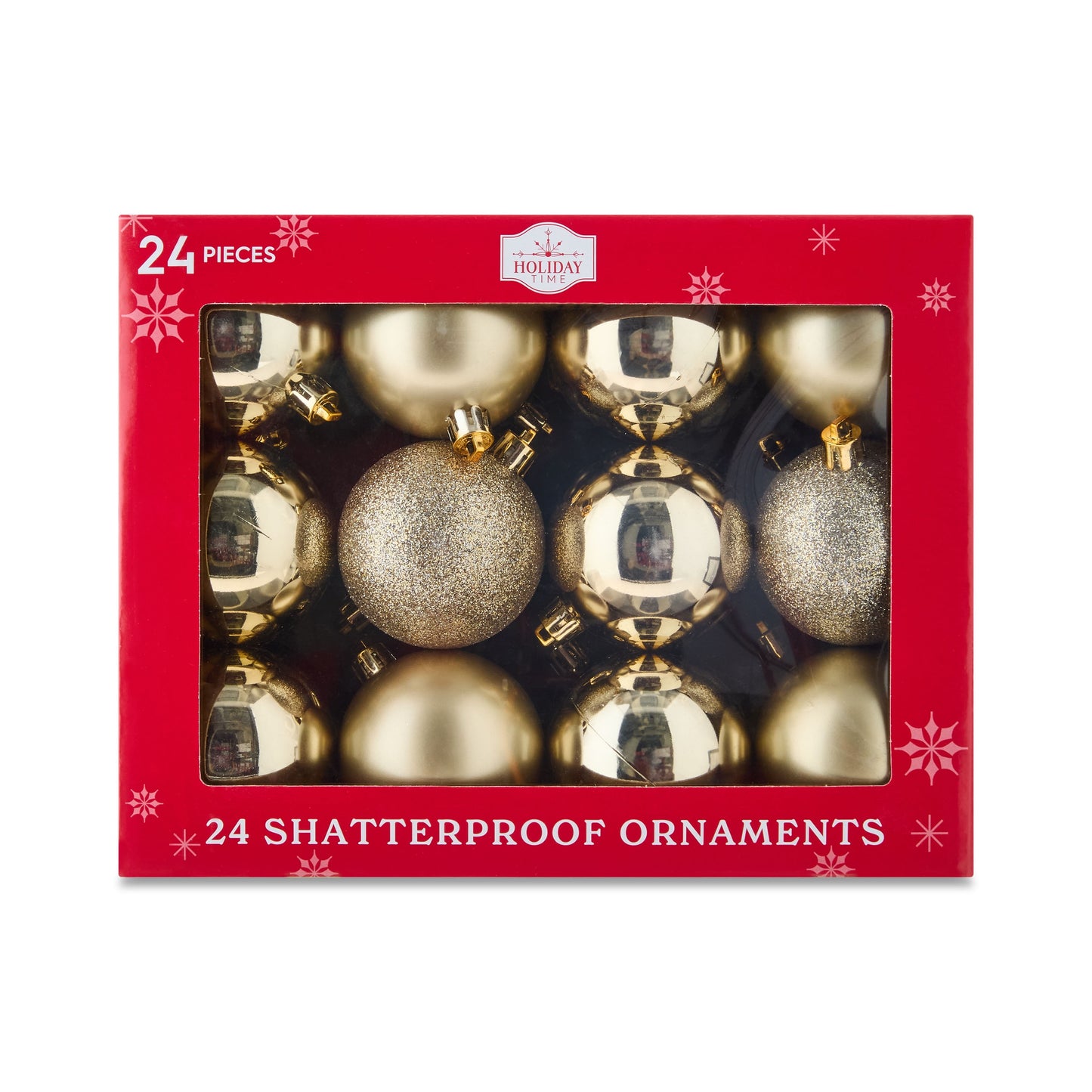24-Count Champagne Shatterproof Ball Christmas Ornaments, 2.36 In, by