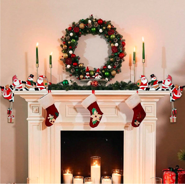 1/2X Christmas Door Frame Decoration Santa Claus Wooden Home UK