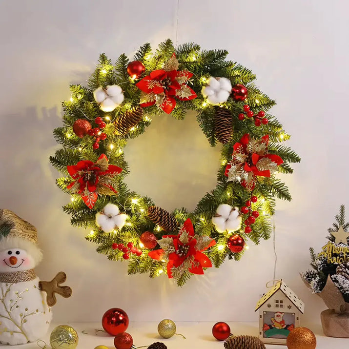 40Cm Home Front Door Fall Wreaths Pine Con Artificial Wreath Harvest Autumn Door Wreath Christmas New Years Home Hanging Decor