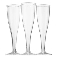 100 Pack Plastic Champagne Flutes, 5 Oz Clear Plastic Toasting Glasses, Disposable Wedding Party Cocktail Cups