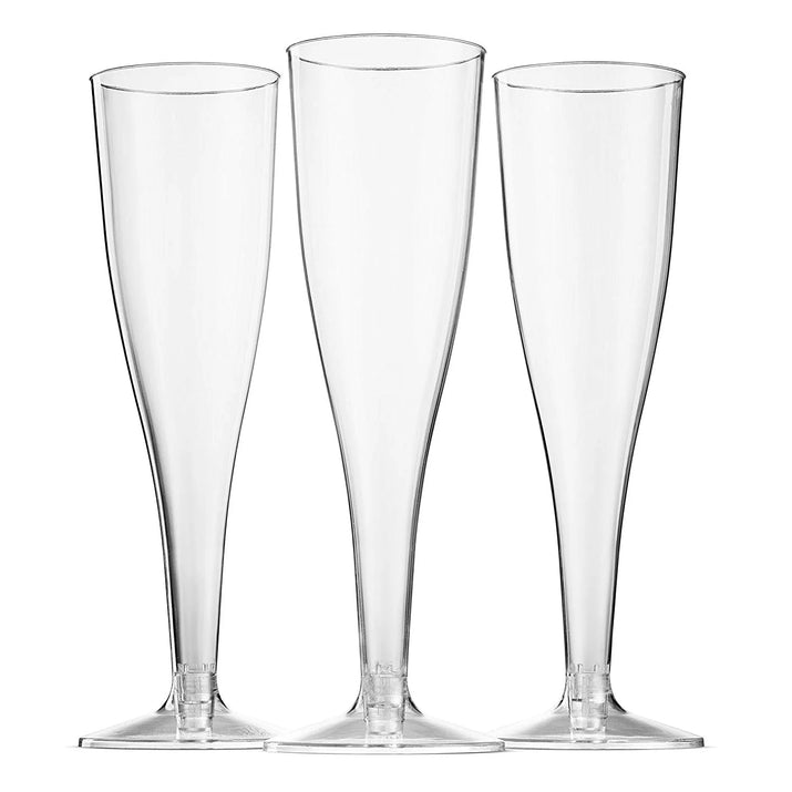 100 Pack Plastic Champagne Flutes, 5 Oz Clear Plastic Toasting Glasses, Disposable Wedding Party Cocktail Cups