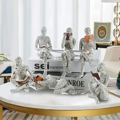 Nordic Modern Reading Woman Statue Nordic Art Thinker Resin Statue Thinker Desktop Sculptures Reading Woman Home Home Sculpture