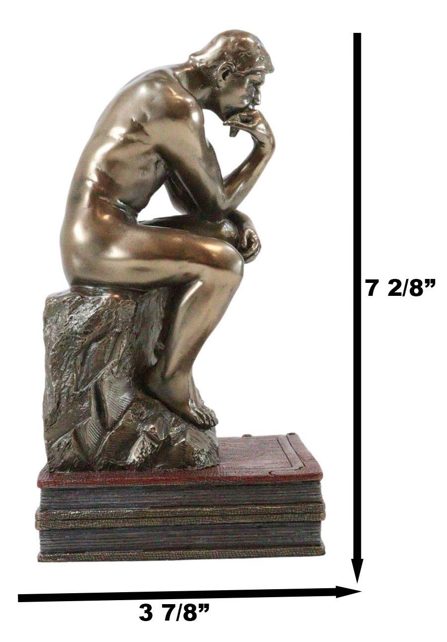 Auguste Rodin Le Penseur the Thinker Sitting on Books Statue the Poet Figurine