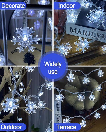 100 LED Snowflake Lights, 32Ft Snowflake Fairy String Lights, 8 Modes Plug in Christmas String Lights, Waterproof Xmas Light for Indoor Christmas Decorations, White