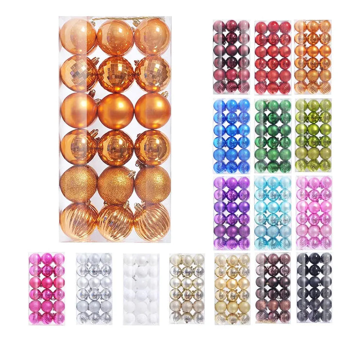 Christmas Ball Ornaments 6CM for Xmas Tree Christmas Decorations Shatterproof Set Hanging Ball (Orange, 2.36 Inches/6 Cm)