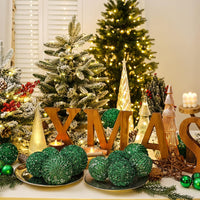 3.15" Christmas Ball Ornaments Glitter Shatterproof Christmas Tree Ornaments Sequin Xmas Hanging Balls Decorations for Wedding Party Holiday(Green, 12Pc-8Cm)