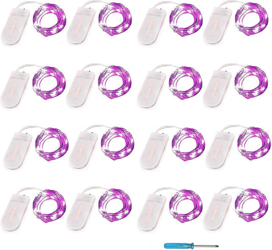 16 Packs Fairy Lights Battery Operated(Batteries Included),10.2Ft 30Leds Copper Wire Firefly Lights,Mini Starry String Lights for Mason Jars Wedding Party DIY Gift Christmas Decor (Purple Fairy Light)