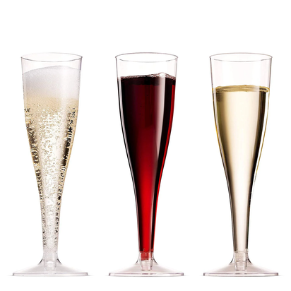 100 Pack Plastic Champagne Flutes, 5 Oz Clear Plastic Toasting Glasses, Disposable Wedding Party Cocktail Cups