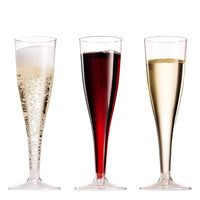 100 Pack Plastic Champagne Flutes, 5 Oz Clear Plastic Toasting Glasses, Disposable Wedding Party Cocktail Cups