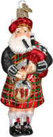 Ornaments: Assortment of Santas Glass Blown Ornaments for Christmas Tree, Highland Santa 5 Inches