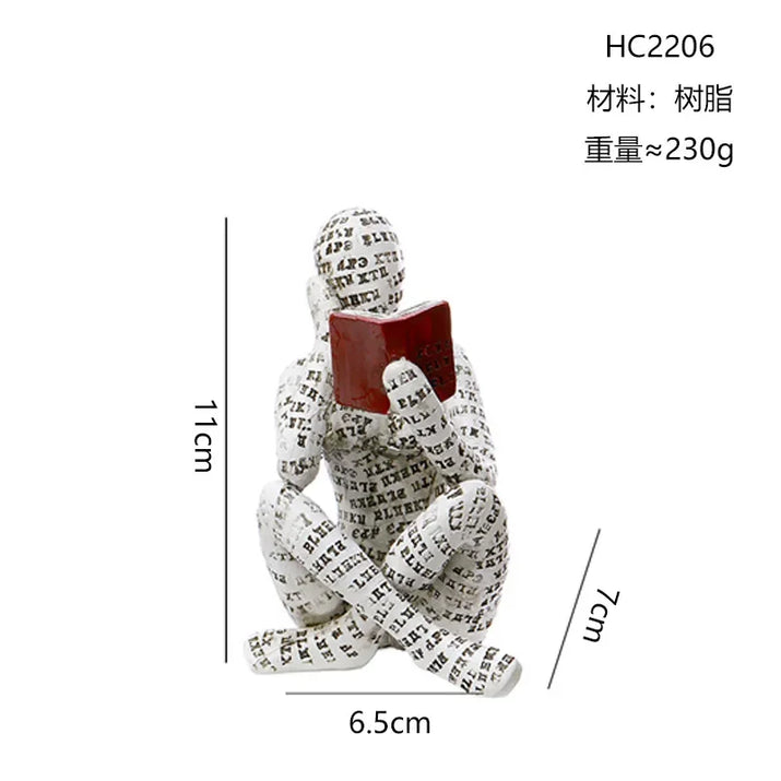 Nordic Modern Reading Woman Statue Nordic Art Thinker Resin Statue Thinker Desktop Sculptures Reading Woman Home Home Sculpture