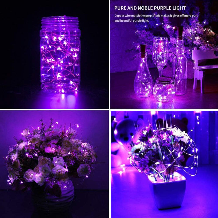16 Packs Fairy Lights Battery Operated(Batteries Included),10.2Ft 30Leds Copper Wire Firefly Lights,Mini Starry String Lights for Mason Jars Wedding Party DIY Gift Christmas Decor (Purple Fairy Light)