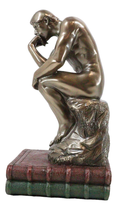 Auguste Rodin Le Penseur the Thinker Sitting on Books Statue the Poet Figurine