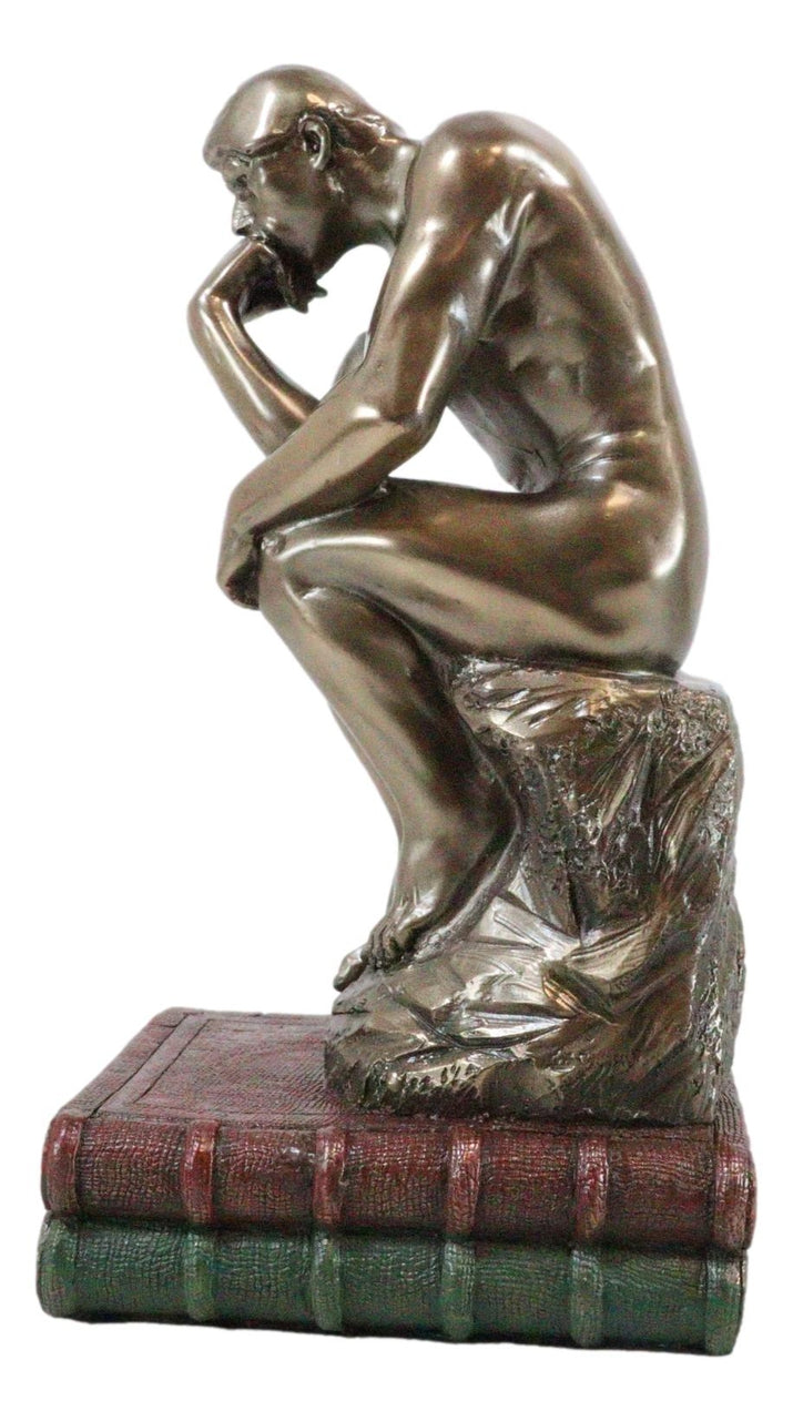 Auguste Rodin Le Penseur the Thinker Sitting on Books Statue the Poet Figurine