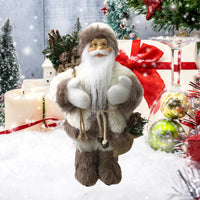 12-Inch Christmas Santa Claus Doll - Standing Polyester Figurine for Holiday Decoration, Shelf & Mantel Display, Festive Gift Giving, Easy to Clean