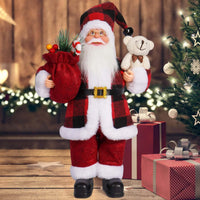 12 Inches Christmas Standing Santa Claus Figurine Hand Crafted Red Coat Santa Figure Doll for Home Office Table Christmas Decoration Party Favor