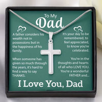Fathers Day Gift from Daughter Son, Daddy Birthday Gift, Father Cross Necklace, Message Card for Dad, Christian Gift for Dad