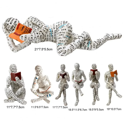 Nordic Modern Reading Woman Statue Nordic Art Thinker Resin Statue Thinker Desktop Sculptures Reading Woman Home Home Sculpture