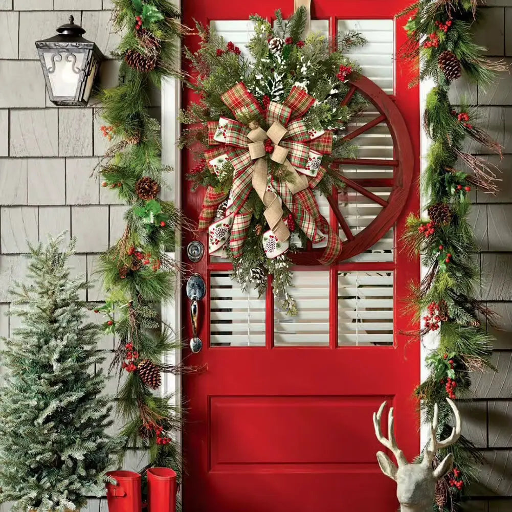 40Cm Home Front Door Fall Wreaths Pine Con Artificial Wreath Harvest Autumn Door Wreath Christmas New Years Home Hanging Decor