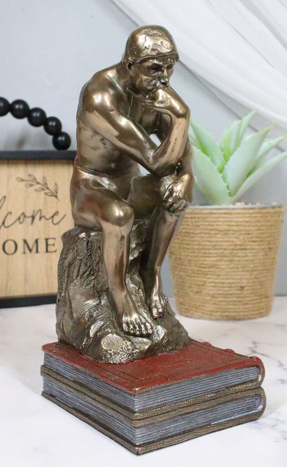 Auguste Rodin Le Penseur the Thinker Sitting on Books Statue the Poet Figurine