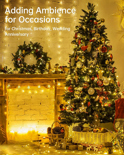 USB Powered Fairy Lights, 2 Pack 33Ft 100 LED, Flexible Silver Wire, Mini String Lights for Christmas Tree/Bedroom/Camping/Holiday Indoor Decoration, Warm White