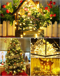 USB Powered Fairy Lights, 2 Pack 33Ft 100 LED, Flexible Silver Wire, Mini String Lights for Christmas Tree/Bedroom/Camping/Holiday Indoor Decoration, Warm White