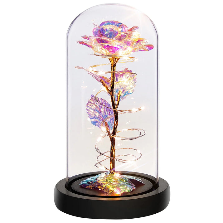 Roses Gifts for Women, Mom Birthday Gifts, Colorful Artificial Flower Rose Light Gift in a Glass Dome, Gifts for Daughter Women Mom Rose Gifts for Mothers Day, Valentines Day, Anniversary