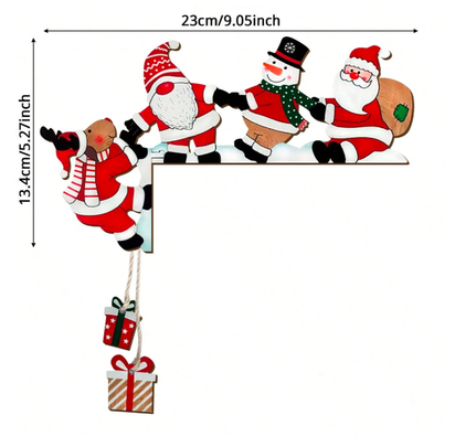 1/2X Christmas Door Frame Decoration Santa Claus Wooden Home UK