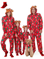 Christmas Pajamas for Men Family Matching Pajamas One Piece Red Reindeer Holiday Pjs with Socks Couples Christmas Pajamas Men XL