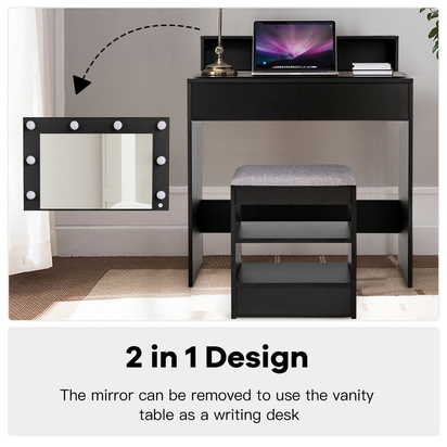 Vanity Set with LED Lighted Mirror Modern Dressing Makeup Vanity Table with Large Drawer